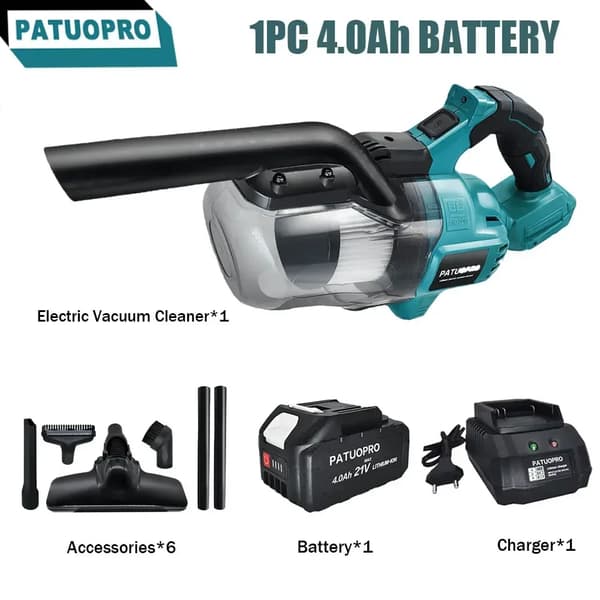 Trådlös Handhållen Dammsugare, 18V Effekt, 21.7L/S Sugförmåga,1 st 4Ah batteri, EU