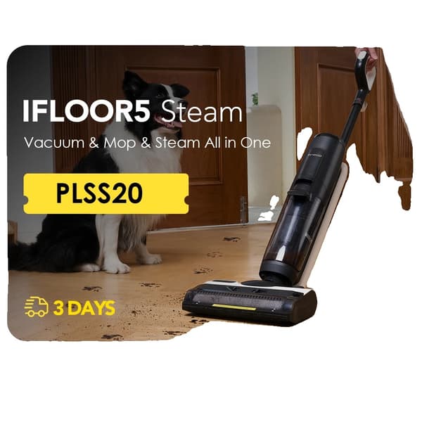 Tineco iFLOOR 5 Ångfukt- och torrdammsugare, högtemperaturång, HEPA-filter,EU