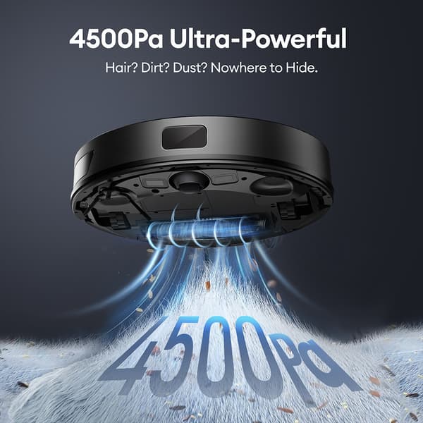 Ultenic T10 Lite Robotdammsugare, 4500Pa Sugkraft, Självtömmande Bas,EU, svart