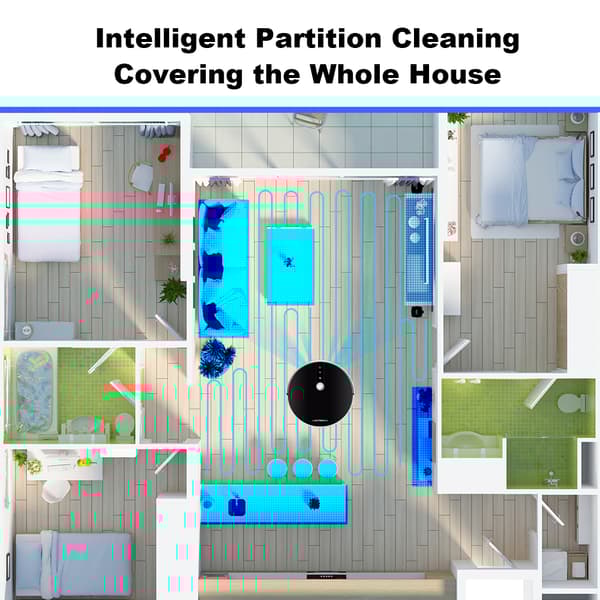 Robotdammsugare, AI-kartläggning och navigering, kraftfull sugkraft, WiFi-appstyrning