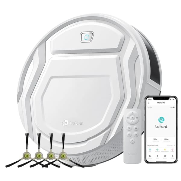 Robotti-imuri, 2200Pa imuteho, 120 minuutin käyttöaika, Wi-Fi/Sovellus/Alexa-ohjaus,M210Pro-EU-Valkoinen, EU