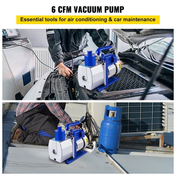 Vakuumpump, 6,0 CFM flödeshastighet, tvåstegs, ergonomiskt handtag,6 CFM