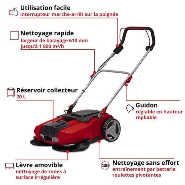 Einhell TE-SW 18/610 Li-Solo sladdlös sopmaskin - Arbetsbredd 610 cm