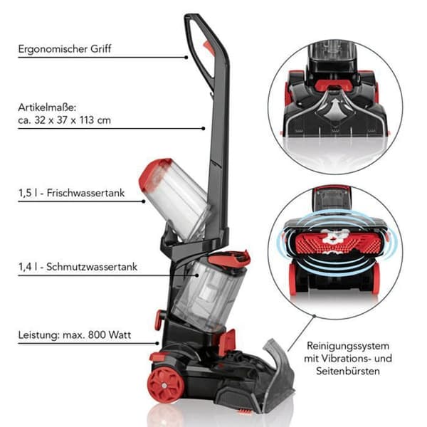 Mattrengöring - CLEANmaxx - Professionell - 3 i 1 - Vibrerande borstar - Snabbtorkande