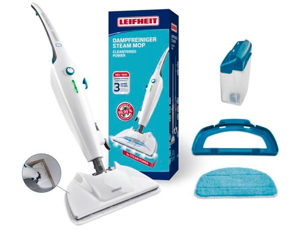 Ångtvätt Leifheit CleanTenso Power 11940, effektiv ångmopp för alla typer av golv, XXL-reservoir på 680ml, vit Vit