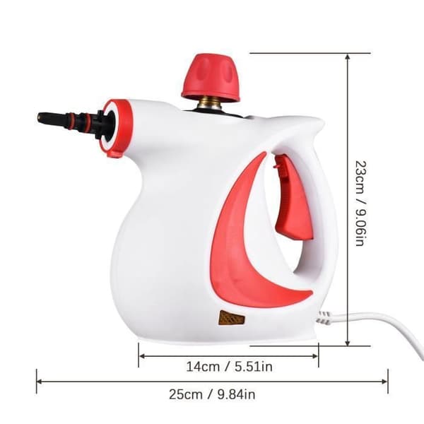 Ångtvätt för flera ändamål med 9 tillbehör, ångtvätt, 0,35 l ångspray, 1050 W, ångtvätt