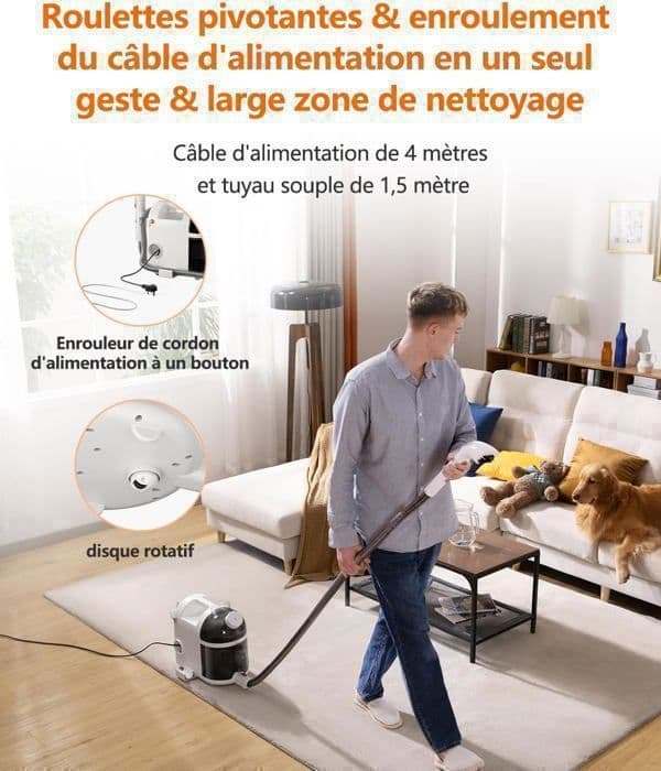 UWANT B200 Ångtvätt för Soffa, 1900W Dammsugare-Skrubbare | För soffa, Matta, Klädsel, Bil | 120