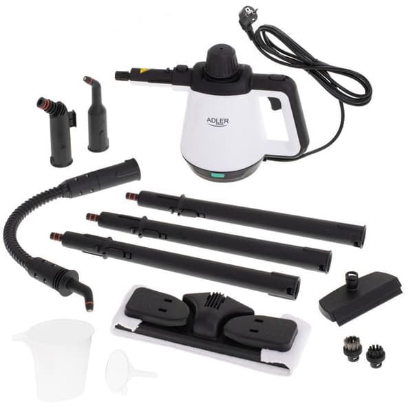 Bärbar multifunktionell handhållen ångtvätt under tryck Ångflöde 44g/m Adler AD7038 2000W Vit/Svart 03588