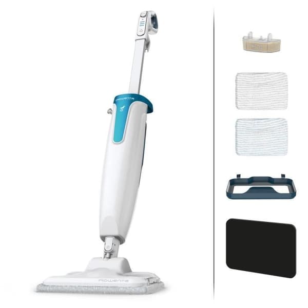 ROWENTA Steam Power Ångtvätt, 3 ånginställningar, Saneringsrengöring, Specialmattmunstycke, Ergonomisk och lätt RY6597WH Vit, Blå