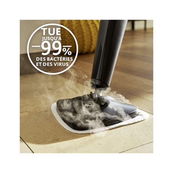 Vileda 168917 Steam Plus 3.0 elektrisk ångmopp med 2x mikrofiberkuddar, mattrengöring