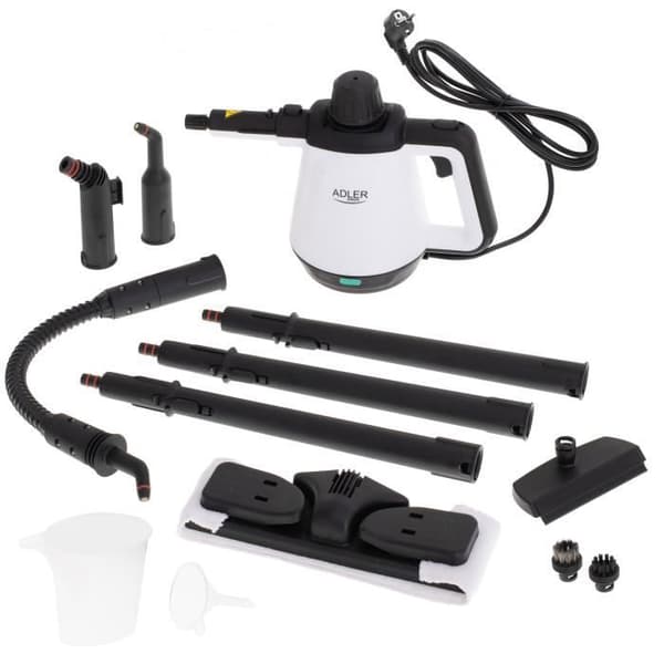 Bärbar multifunktionell handhållen ångtvätt under tryck Ångflöde 44g/m Adler AD7038 2000W Vit/Svart 03588