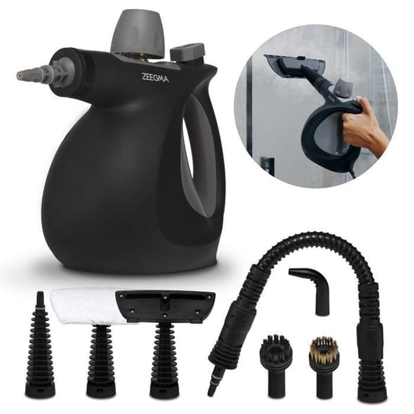 ZEEGMA Draden - Handhållen ångtvätt - Bärbar - 1000 W - Temperatur 110°C - 350 ml - Tryck 3 bar - 9 tillbehör