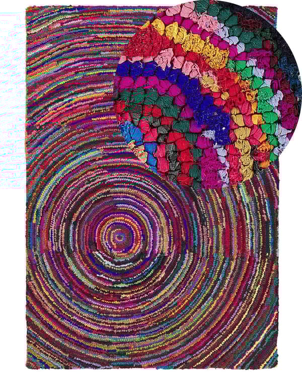 Matta Flerfärgad med Bomull 160 x 230 cm Rektangulär Abstrakt Mönster Handvävd Boho