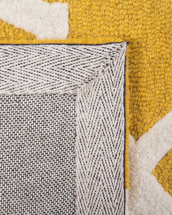 Matta Gul Ull 80 x 150 cm Trellis Quatrefoil Mönster Handtuftad Orientalisk Marockansk Klöver