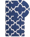 Miniatyrbild 1 av 6: Matta Blå Ull 80 x 150 cm Trellis Quatrefoil Mönster Handtuftad Orientalisk Marockansk Klöver