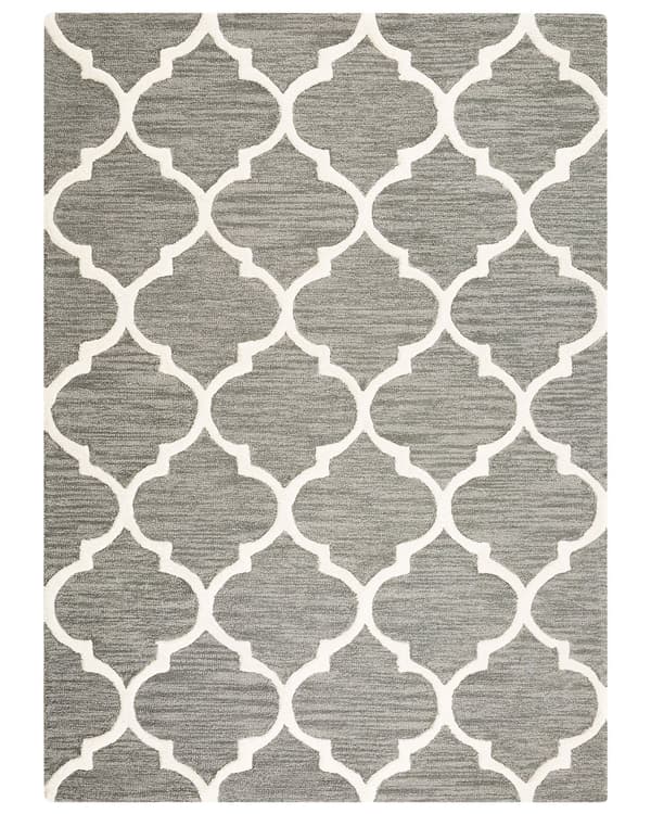 Matta Grå Ull 160 x 230 cm Spalje Quatrefoil Mönster Handtuftad Orientalisk Marockansk Klöver