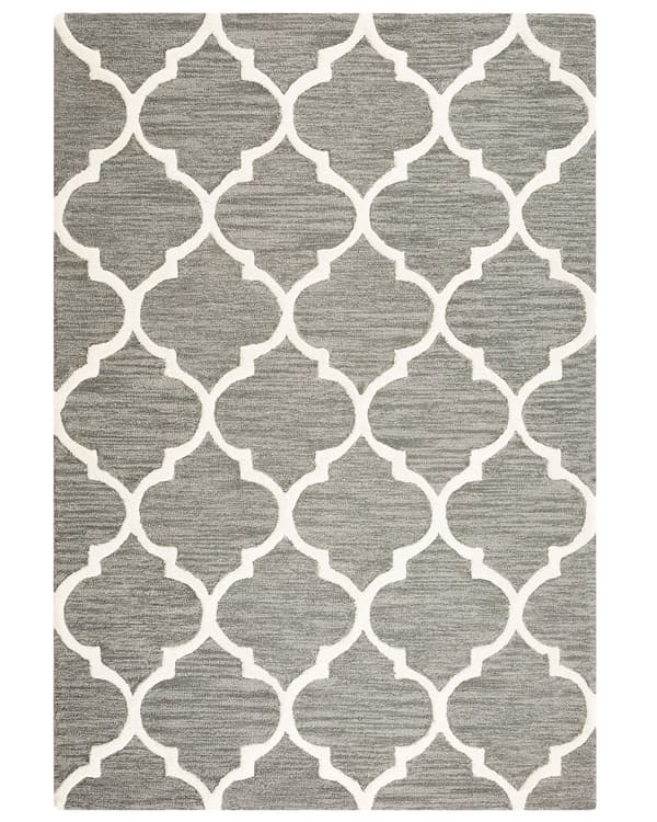 Matta Grå Ull 140 x 200 cm Spalje Quatrefoil Mönster Handtuftad Orientalisk Marockansk Klöver