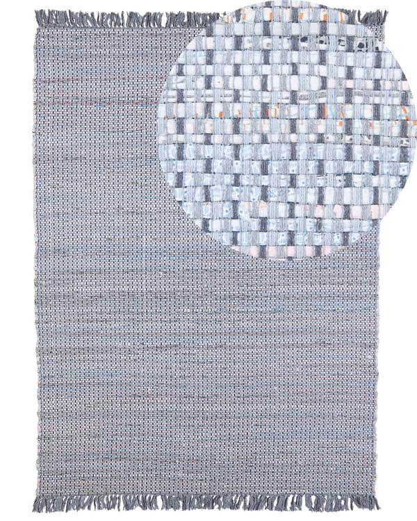 Trasmatta Grå Bomull 160 x 230 cm med Fransar Rektangulär Handgjord Boho Eklektisk