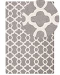 Miniatyrbild 1 av 6: Matta Grå Ull 140 x 200 cm Trellis Quatrefoil Mönster Handtuftad Orientalisk Marockansk Klöver