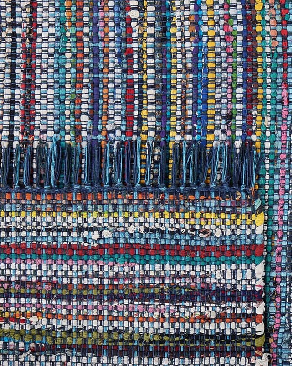 Trasmatta Blå Bomull 160 x 230 cm Rektangulär Handgjord Boho Eklektisk