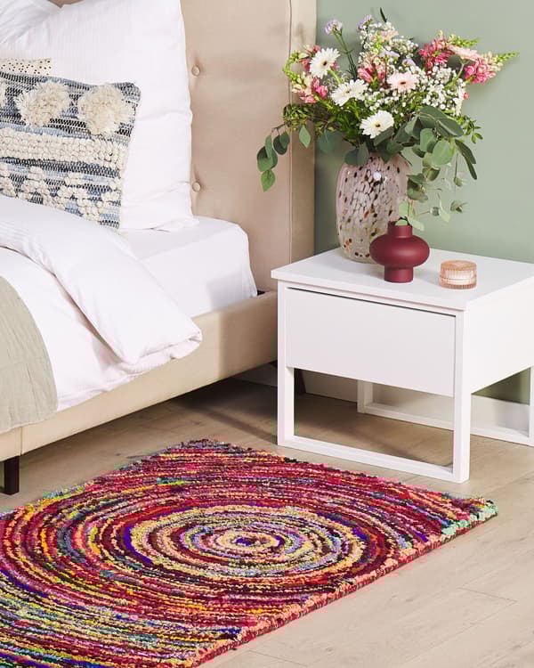 Matta Flerfärgad med Bomull 80 x 150 cm Rektangulär Abstrakt Mönster Handvävd Boho