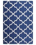 Miniatyrbild 4 av 6: Matta Blå Ull 140 x 200 cm Trellis Quatrefoil Mönster Handtuftad Orientalisk Marockansk Klöver