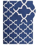 Miniatyrbild 1 av 6: Matta Blå Ull 140 x 200 cm Trellis Quatrefoil Mönster Handtuftad Orientalisk Marockansk Klöver