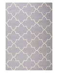 Miniatyrbild 4 av 7: Matta Grå Ull 140 x 200 cm Trellis Quatrefoil Mönster Handtuftad Orientalisk Marockansk Klöver