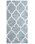 Pikkukuva 4 / 6: Matto vaaleansininen 150 x 80 cm villa puuvilla käsintehty trellis-kuvio suorakulmio