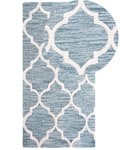 Pikkukuva 1 / 6: Matto vaaleansininen 150 x 80 cm villa puuvilla käsintehty trellis-kuvio suorakulmio