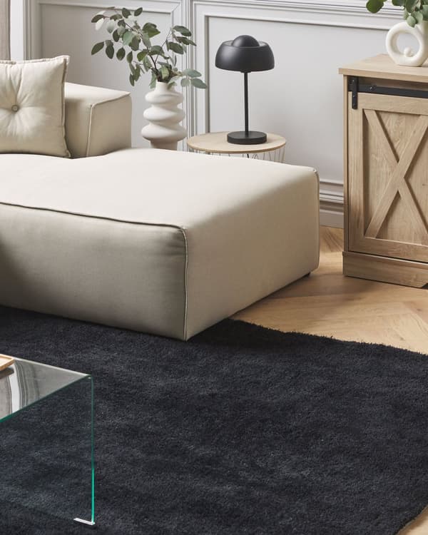 Matto musta 300 x 200 cm polyesteri suorakulmio puuvilla tuftattu pehmeä