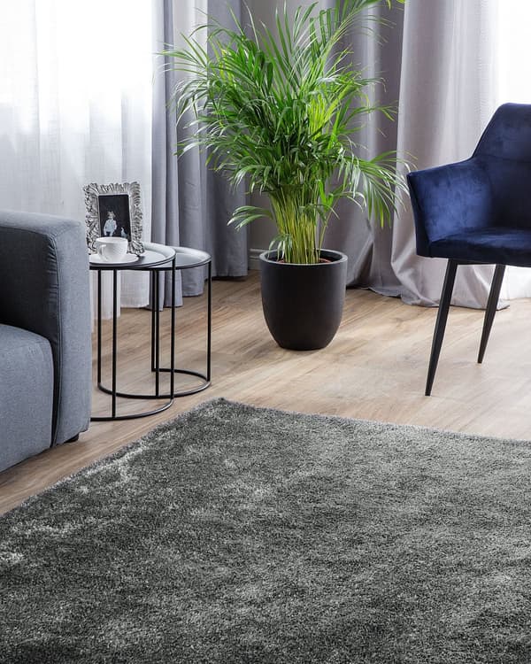 Matto tummanharmaa 300 x 200 cm polyesteri suorakulmio puuvilla tuftattu pehmeä