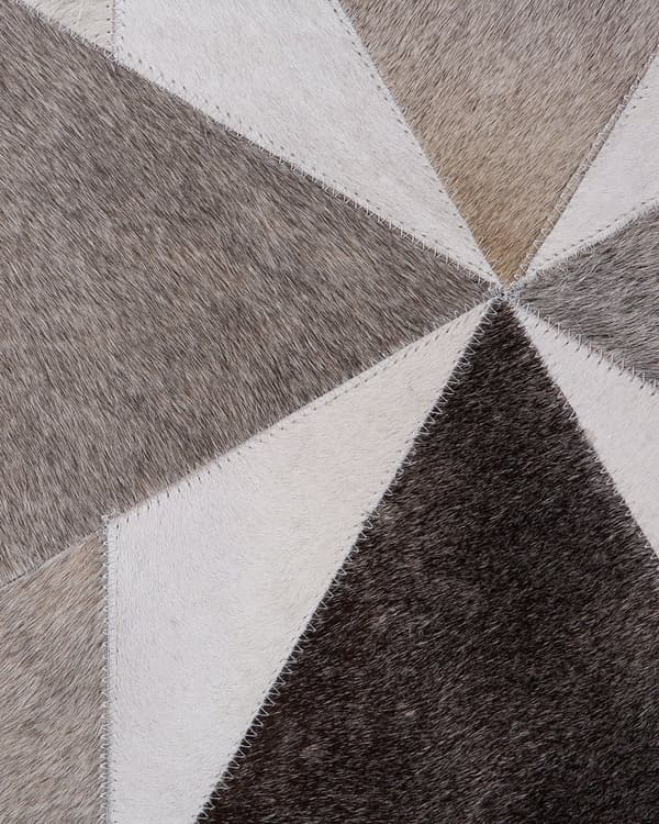Matto harmaa 200 x 140 cm lehmännahka huopa käsintehty geometrinen suorakulmio