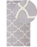 Pikkukuva 1 / 7: Matto vaaleanharmaa 150 x 80 cm villa puuvilla trellis-kuvio käsintehty suorakulmio