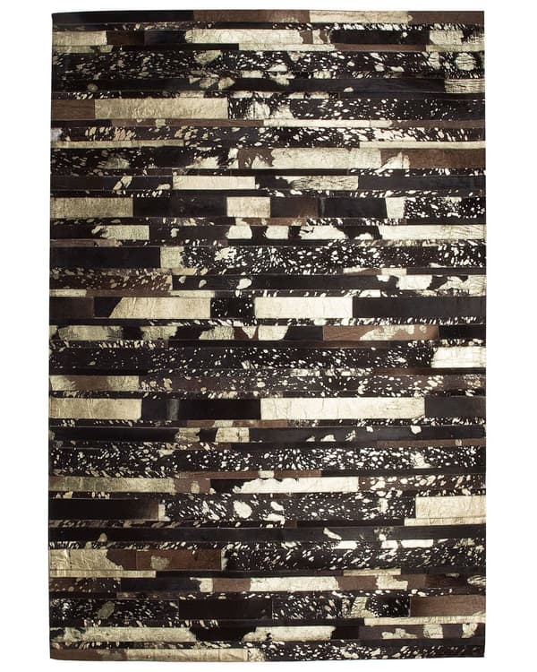 Matto tummanruskea 230 x 160 cm lehmännahka huopa käsintehty suorakulmio
