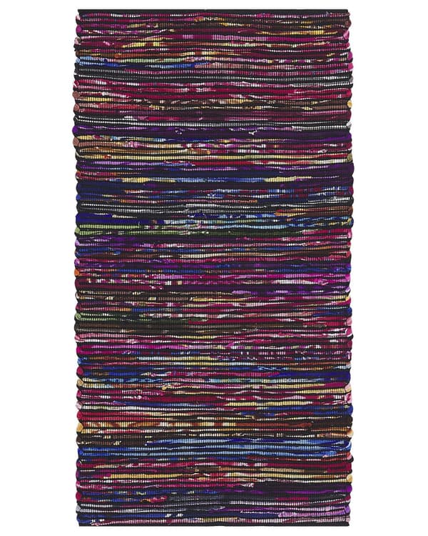 Matto tumma monivärinen 150 x 80 cm polyesteri puuvilla käsinkudottu suorakulmio