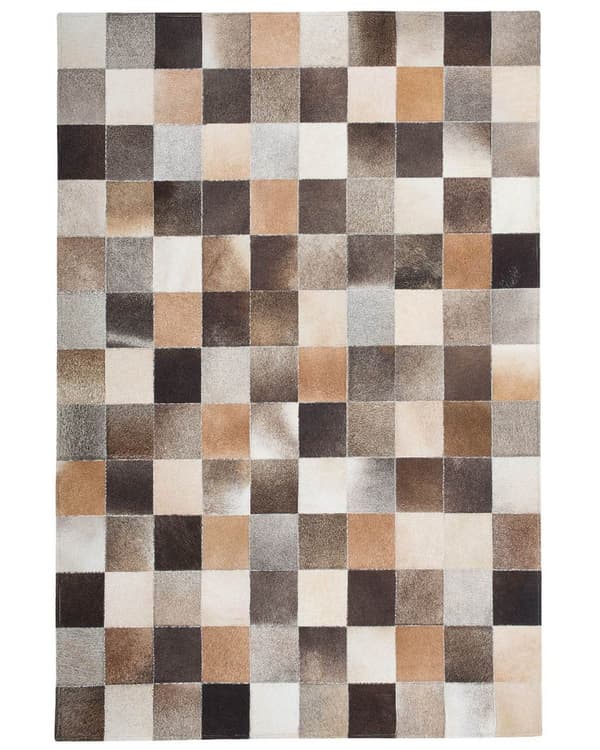 Matto monivärinen 230 x 160 cm tilkkutäkki lehmännahka huopa käsintehty