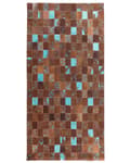 Pikkukuva 4 / 6: Matto siniruskea 150 x 80 cm lehmännahka huopa tilkkutäkki käsintehty suorakulmio