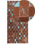 Pikkukuva 1 / 6: Matto siniruskea 150 x 80 cm lehmännahka huopa tilkkutäkki käsintehty suorakulmio