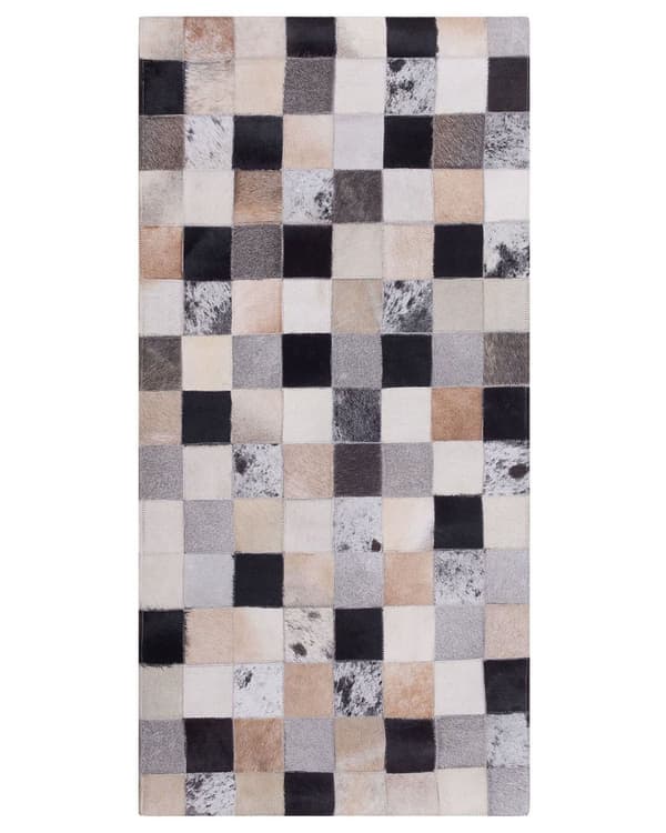Matto monivärinen 150 x 80 cm tilkkutäkki lehmännahka huopa käsintehty