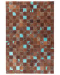 Pikkukuva 6 / 7: Matto siniruskea 230 x 160 cm lehmännahka huopa tilkkutäkki käsintehty suorakulmio