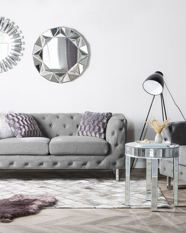 Matta Grå Läder 160 x 230 cm Lappmönster Koskinn Geometrisk Rektangulär Modern