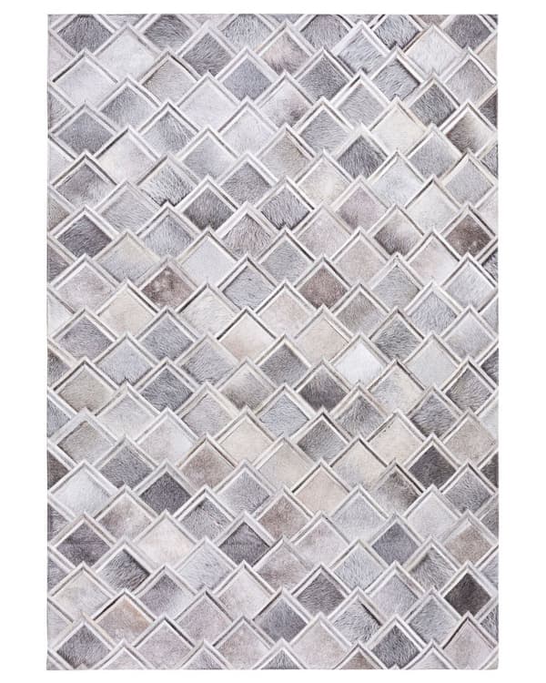 Matta Grå Läder 160 x 230 cm Lappmönster Koskinn Geometrisk Rektangulär Modern