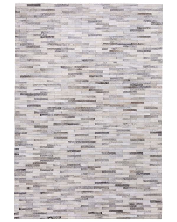 Matta Grå Läder 140 x 200 cm Lappmönster Koskinn Rektangulär Modern