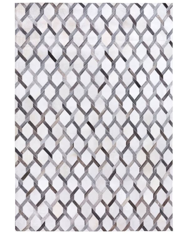 Matta Grå Läder 160 x 230 cm Lappmönster Koskinn Geometrisk Rektangulär Modern