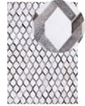 Miniatyrbild 1 av 8: Matta Grå Läder 140 x 200 cm Lappmönster Koskinn Geometrisk Rektangulär Modern