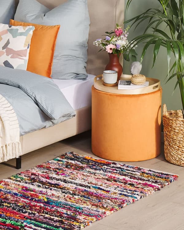Trasmatta Flerfärgad med bomull och polyester 80 x 150 cm Rektangulär handvävd orientalisk Boho
