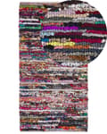 Miniatyrbild 1 av 6: Trasmatta Flerfärgad med bomull och polyester 80 x 150 cm Rektangulär handvävd orientalisk Boho