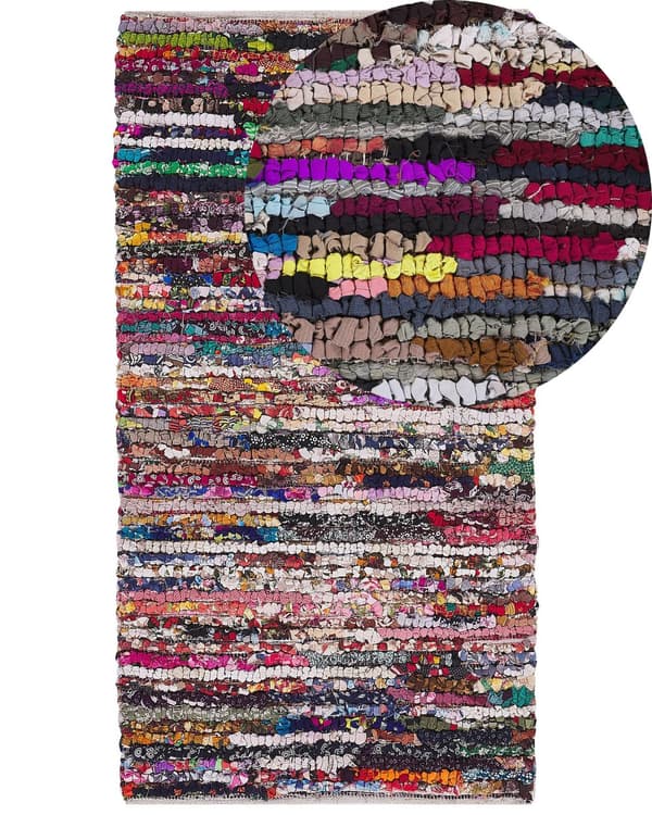 Trasmatta Flerfärgad med bomull och polyester 80 x 150 cm Rektangulär handvävd orientalisk Boho
