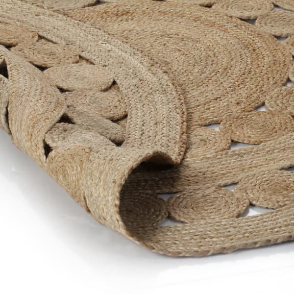 vidaXL tæppe flettet design jute 150 cm rund